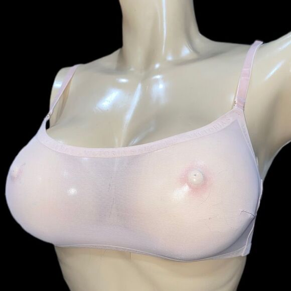 Victorias Secret Sexy sheer mesh unlined bralette bra Beige Medium - Picture 4 of 4